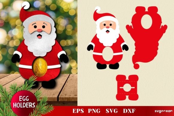 3D SVG Christmas Craft: Santa Claus Egg Holder Template