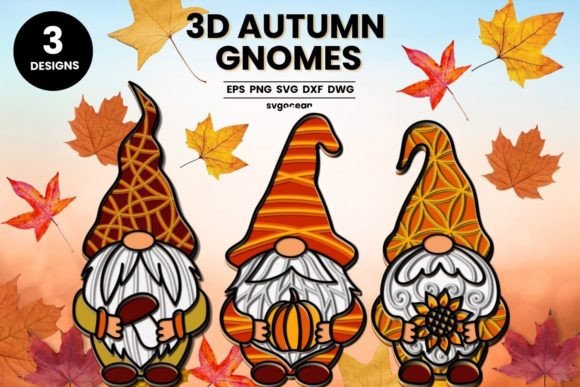 Autumn Gnome Layered SVG Bundle: 3D SVG Shapes for Warm, Inviting Branding