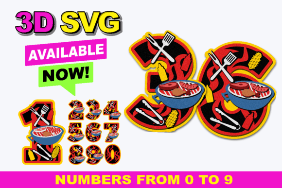 Barbecue Numbers: A 3D SVG Design Asset for Seasonal Branding and Craft-Centric Visuals