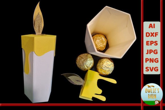 Candle Candy Box: Festive 3D SVG for Christmas Branding