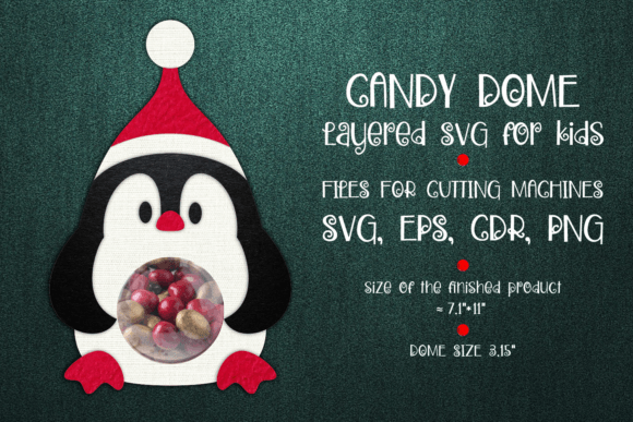 Christmas Penguin Candy Dome Template 3D SVG for Festive Handmade Projects