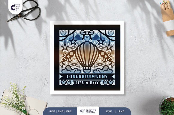 Congratulations Baby Shower Shadow Box: A 3D SVG Design for Baby-Themed Content