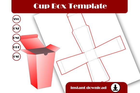 Cup Box Template for 3D SVG Crafting & Shape Design