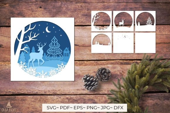 Deer Shadow Box SVG Christmas Papercut – A Crafts & Graphics Asset for Festive Branding