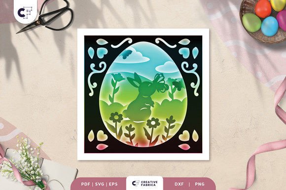 Easter Bunny Inside the Egg 3D SVG