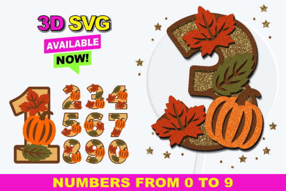 Fall Pumpkin Numbers: A Seasonal 3D SVG Design for Festive Branding