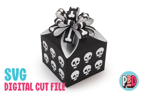 Fun Skulls Gift Box: A 3D SVG Design for Spooky Season Branding