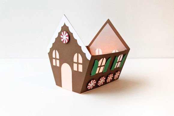 Gingerbread House Luminary 3D SVG for Christmas Crafting