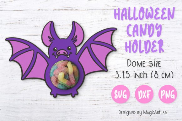 Halloween Bat Candy Dome Cut File: A 3D SVG Shape for Seasonal Branding