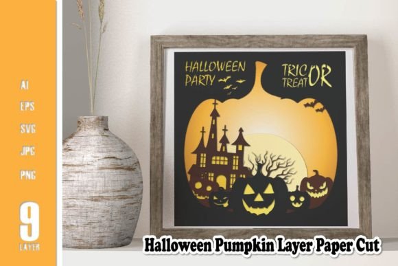Halloween Pumpkin Layer Paper Cut: 3D SVG for Shadow Boxes That Elevates Seasonal Design