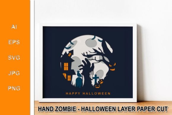 Hand Zombie - Halloween Layer Paper Cut: 3D SVG for Shadow Boxes & Seasonal Branding