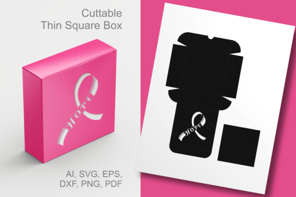HOPE Cancer Ribbon Square Box: 3D SVG for Emotional Branding
