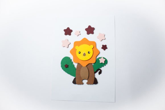 Layered Card for Kids - Lion: A 3D SVG Craft for Playful Kids Crafts Projects