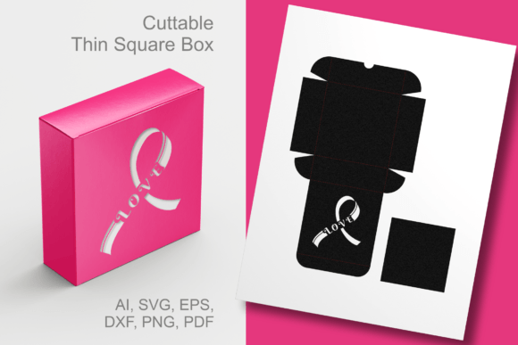 LOVE Cancer Ribbon Square Box 3D SVG: A Craft-Friendly Design for Meaningful Packaging