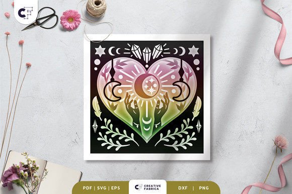 Mystical Valentine’s Heart Shadow Box – Festive 3D SVG for Holiday Branding