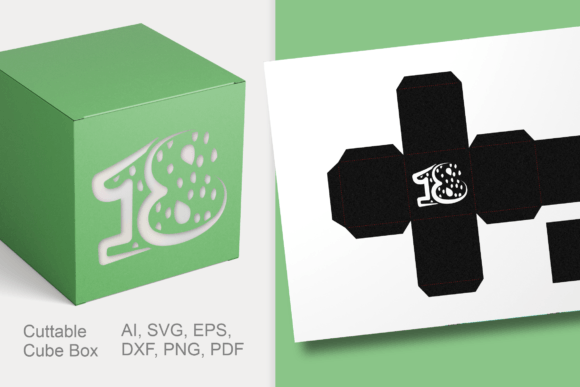 Number 18 Cube Gift Box Template SVG – A 3D SVG for Gift Boxes That Adds Dimension to Brand Packaging