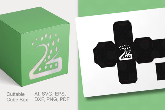 Number 2 Cube Favor Box Template SVG: A 3D SVG Design for Creative Packaging in Shapes Category