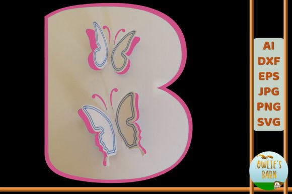 Popup Butterfly Monogram B – A 3D SVG Shape That Elevates Elegant Digital Designs