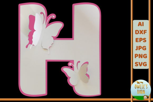 Popup Butterfly Monogram H: Elegant 3D SVG for Lifestyle & Editorial Design