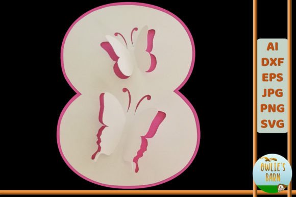 Popup Butterfly Number 8: A Festive 3D SVG for Birthday-Themed Branding