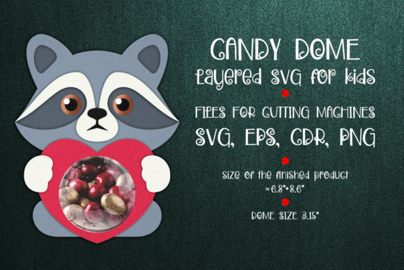 Raccoon Candy Dome Valentine Paper Craft – 3D SVG for Festive Digital Designs