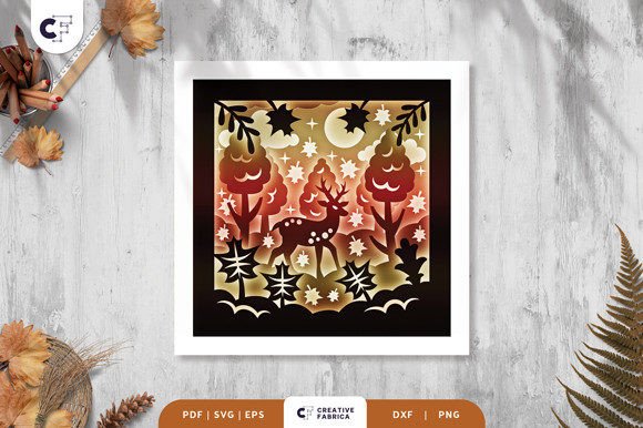 Reindeer in the Fall Forest Shadow Box – A 3D SVG Design for Seasonal Branding