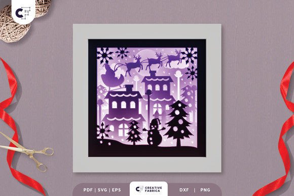 Santa Sleigh Christmas Night 3D SVG Box for Festive Crafting