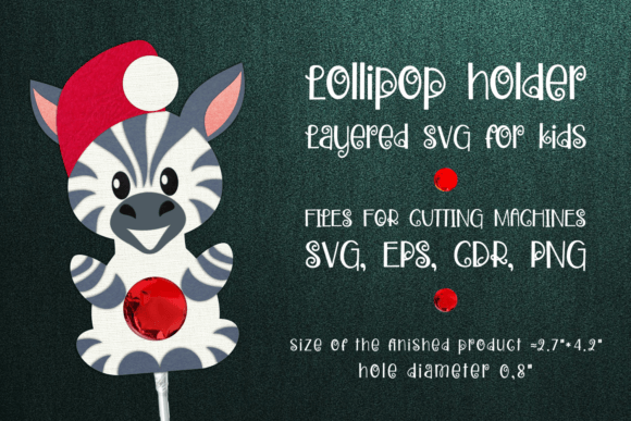 Zebra Christmas Lollipop Holder 3D SVG for Festive Branding
